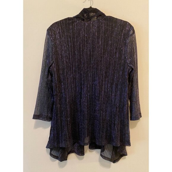 Dressbarn Open Front Jacket & Attached Top Black Metallic Medium - Picture 2 of 11